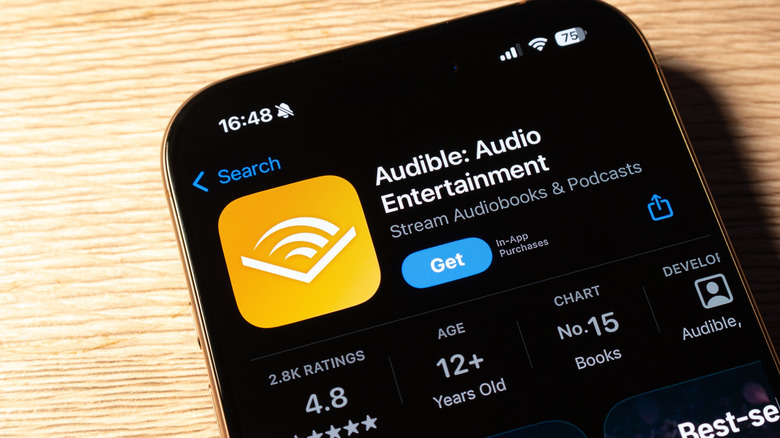 Page de l'application Audible dans l'App Store d'Apple sur iPhone