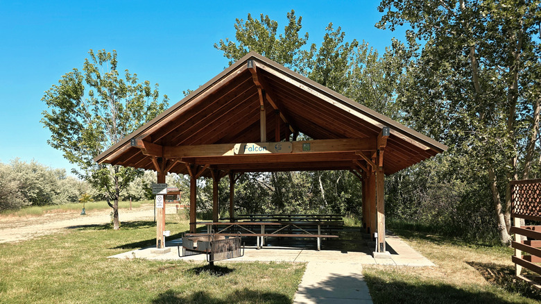 Abri de pique-nique dans le parc national d'Eagle Island, Idaho