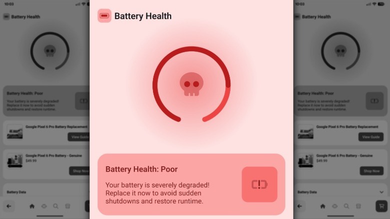 Capture d'écran de l'application iFixit