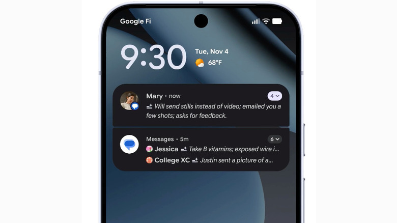 Un résumé de notifications sur un téléphone Google Pixel
