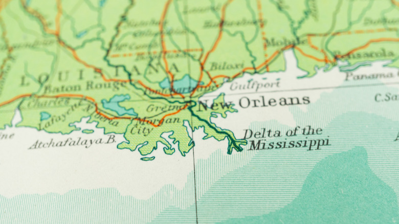 Carte du delta du Mississippi
