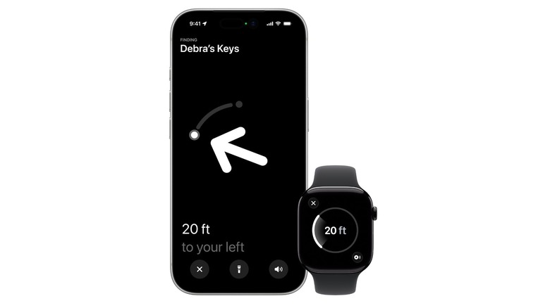 Apple Watch et iPhone affichent la recherche de précision avec AirTag