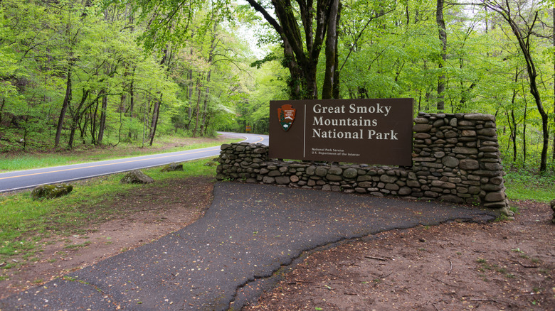 Panneau du parc national des Great Smoky Mountains