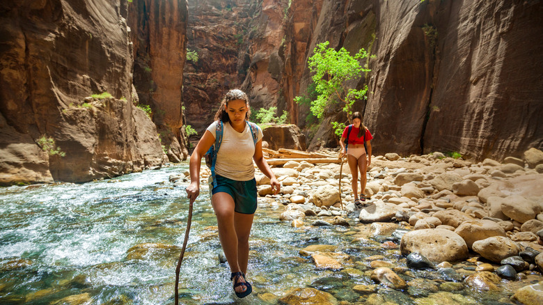 Deux randonneuses au parc national de Zion