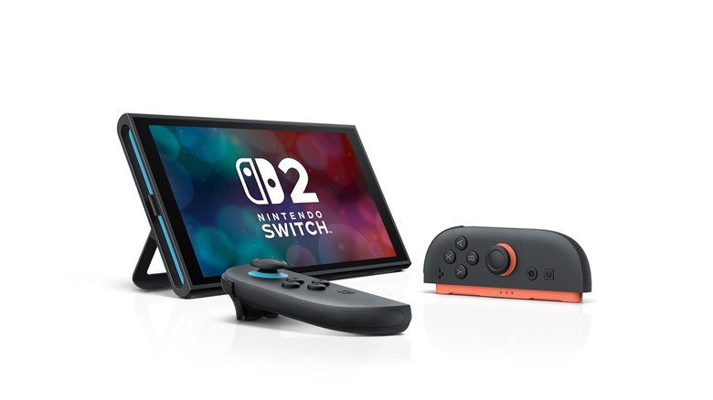 Une Nintendo Switch 2 avec ses Joy-Cons détachés en display