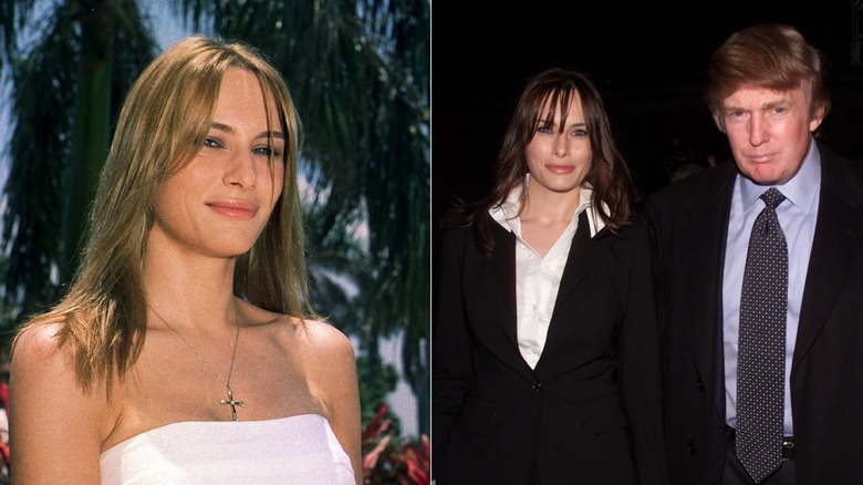 Melania Trump en 2000 et Melania et Donald Trump marchant dans le noir