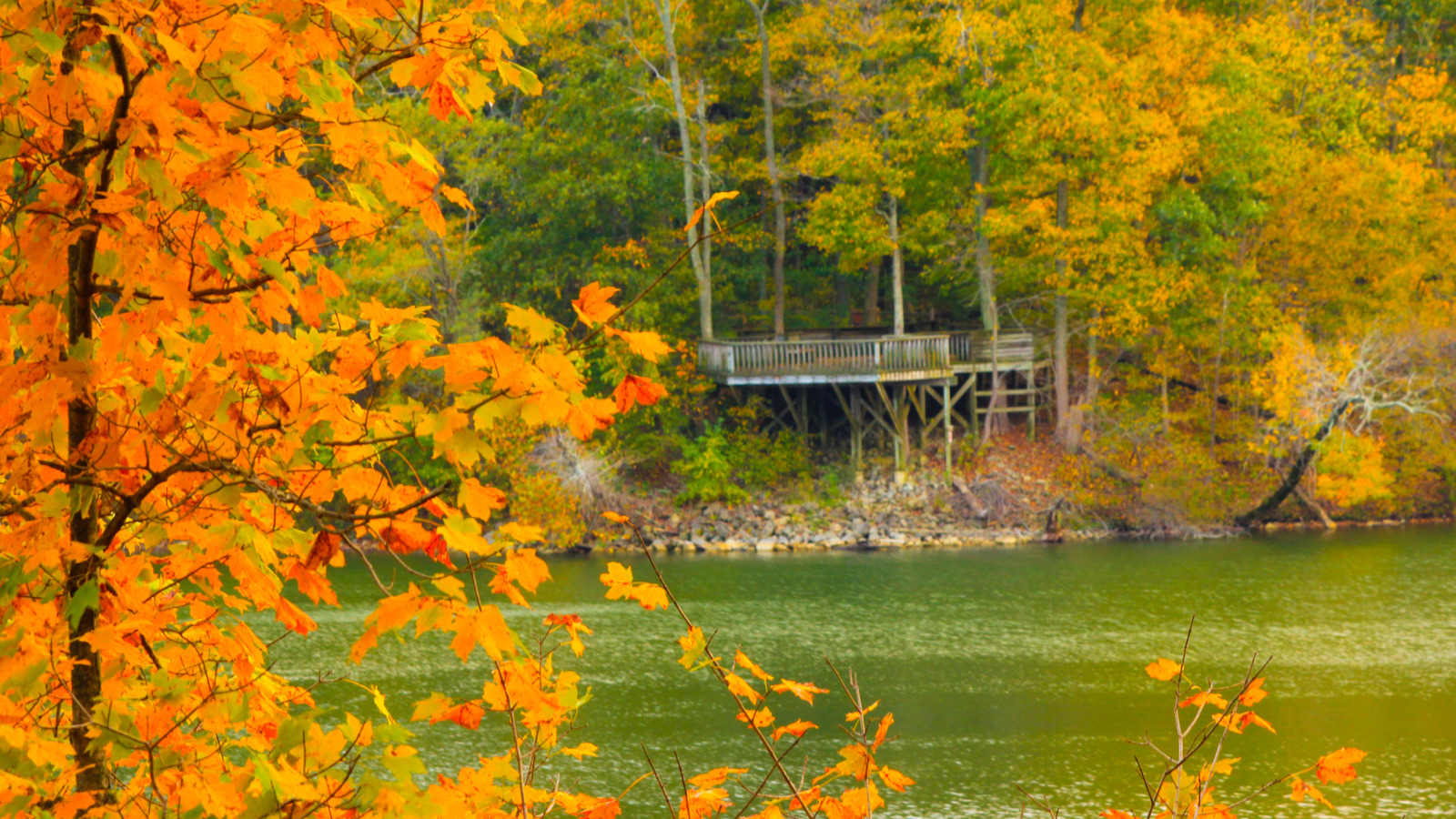 Le parc d'État Storybook de l'Ohio propose un sentier de randonnée avec de magnifiques vues sur le lac