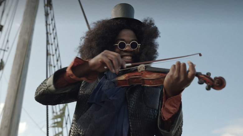 Brook joue du violon pour Laboon la baleine dans One Piece