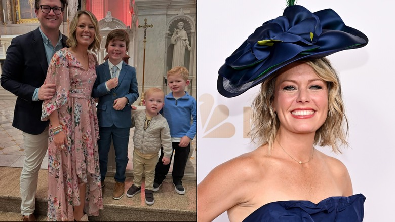 Dylan Dreyer porte une robe fluide sur une photo et un fascinateur bleu sur une autre