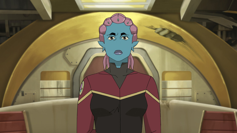 Telia debout sur le pont du vaisseau Venture dans Invincible