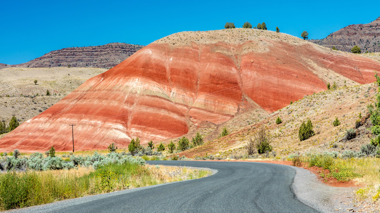 route serpentant à travers les Painted Hills de l'Oregon