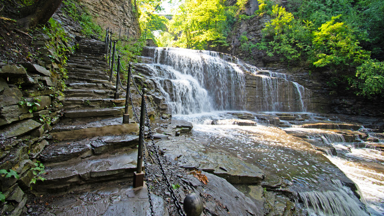 Cascade avec chemin près du lac Cayuga