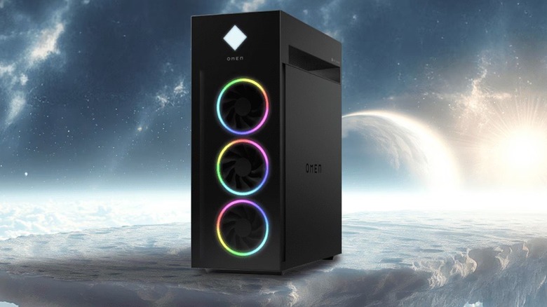 Ordinateur de jeu sur fond spatial