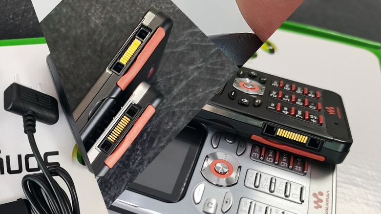 Plusieurs photos montrant le Sony Ericsson FastPort sur un téléphone.