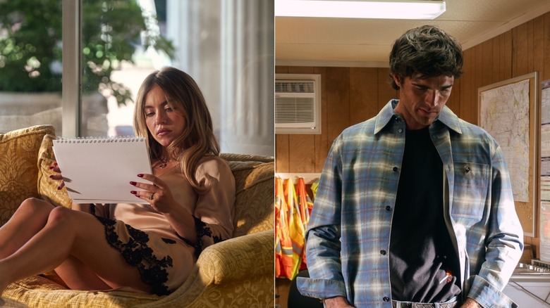 Cassie lit sur le canapé et Nate regarde quelque chose sur Euphoria.