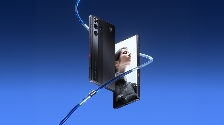 Rendu du RedMagic 11 Pro sur fond bleu