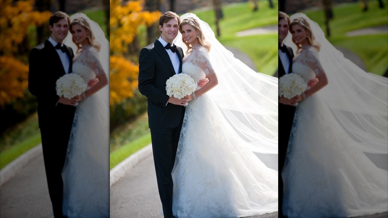 Ivanka Trump et Jared Kushner lors de leur mariage au Trump National Golf Club le 25 octobre 2009 à Bedminster, New Jersey