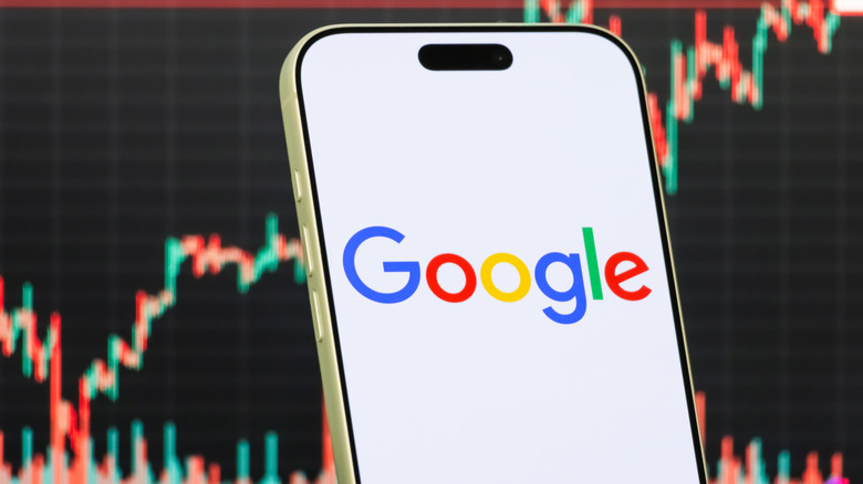 Google sur un écran de téléphone avec des actions derrière