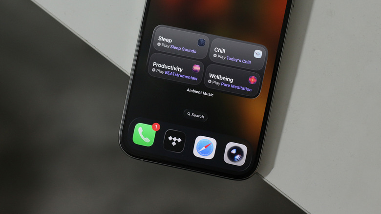 Widget Musique d'ambiance sur un iPhone
