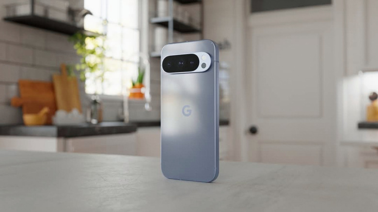 Un smartphone Google Pixel 10 sur un plan de travail de cuisine