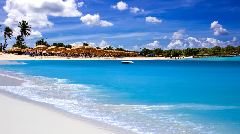 Les belles eaux turquoise de la plage de Mullet Bay.