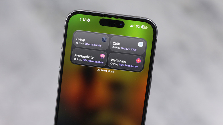 Widget Ambient Music sur l’écran d’accueil d’un iPhone