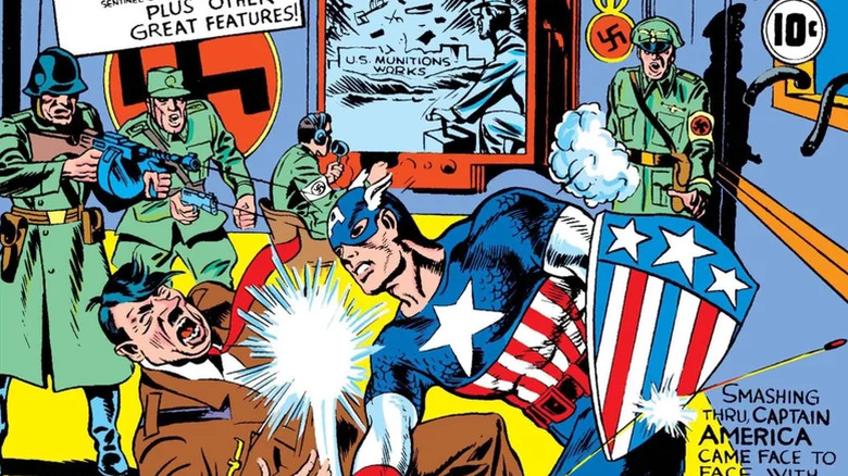 Couverture n°1 de Captain America Comics - Captain America frappe Hitler