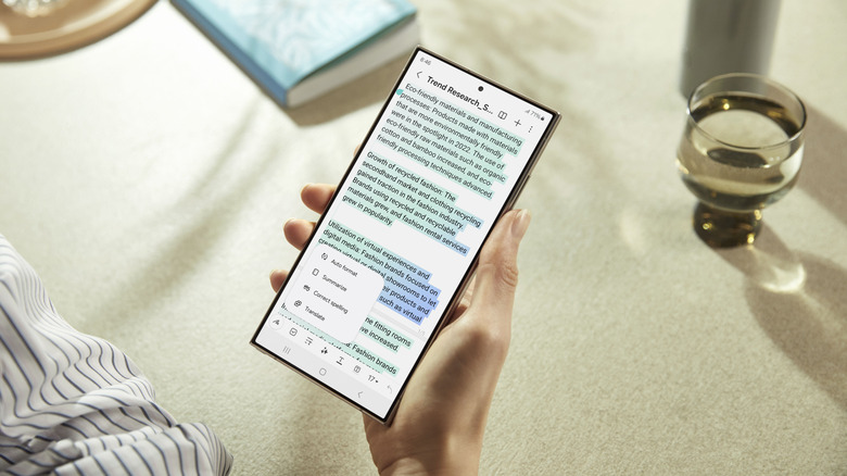 Édition de texte sur Samsung Galaxy S24 Ultra
