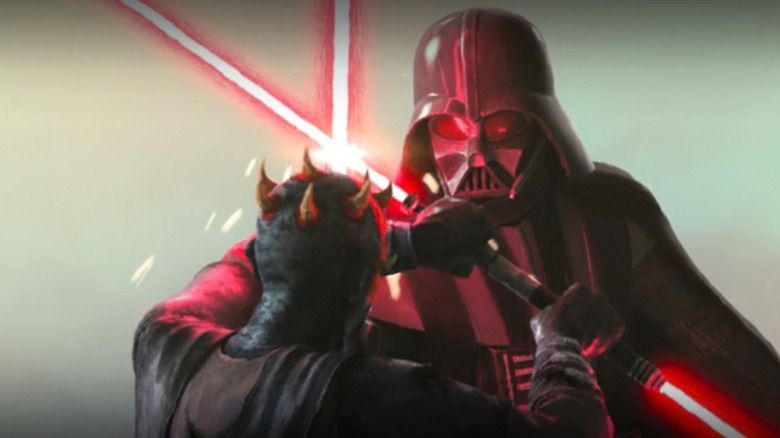 Vador botte le cul de Maul dans une bataille au sabre laser dans Maul - Shadow Lord