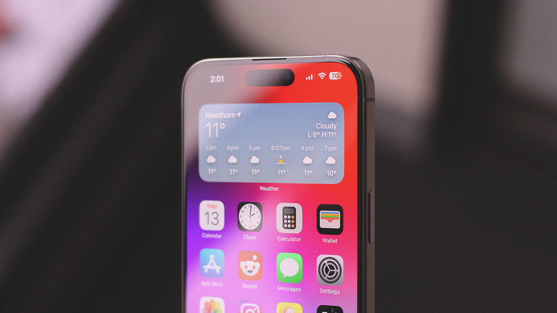 Gros plan de Dynamic Island sur un iPhone