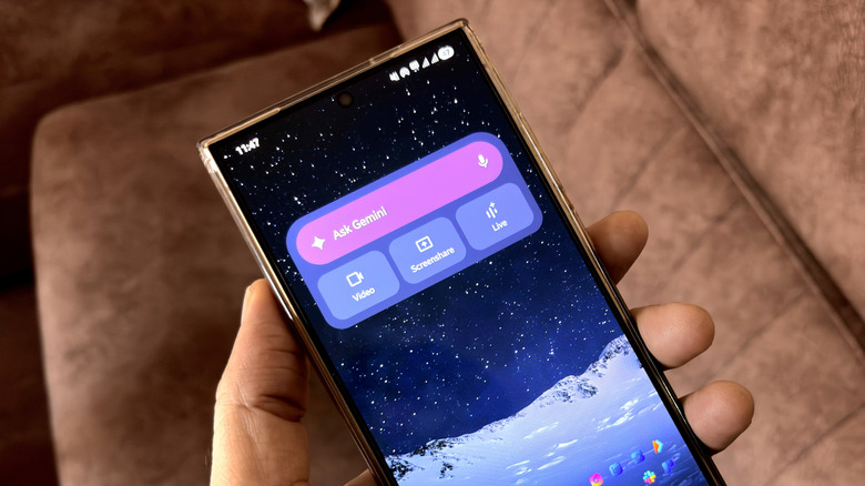 Widget Gemini AI sur un téléphone Samsung