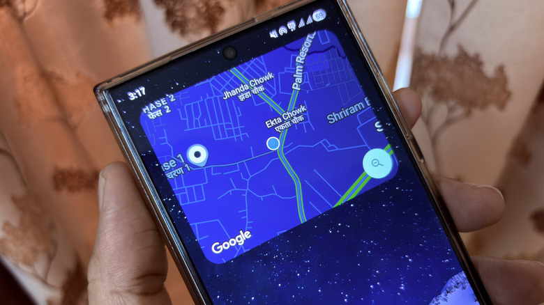 Widget Google Keep Maps Live Traffic sur un téléphone Samsung