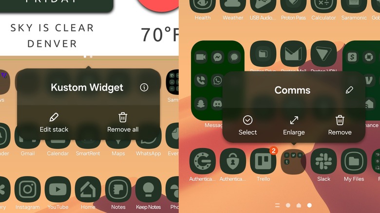 Menus à pression longue pour les widgets et les dossiers dans Samsung One UI Home