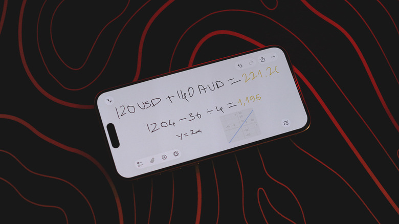 iPhone avec une note mathématique ouverte