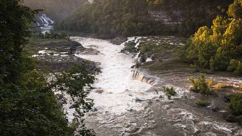 rivières et cascades dans le parc national de Rock Island, Tennessee