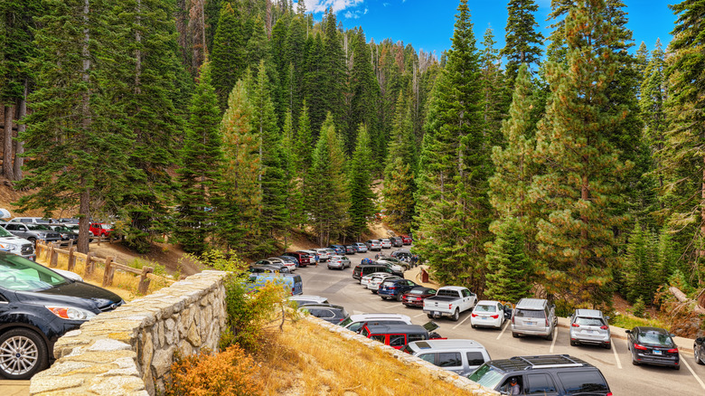 un parking complet à Glacier Point dans le parc national de Yosemite