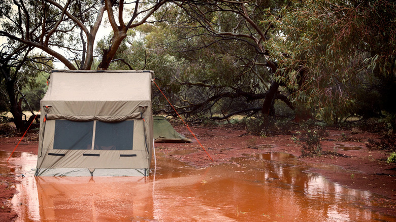 Un camping inondé en Australie.
