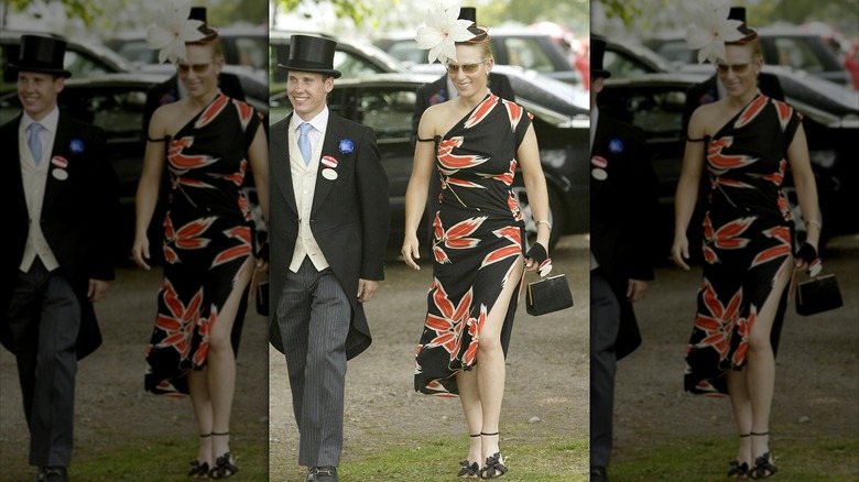 Zara Phillips et son petit ami Richard Johnson arrivent au premier jour du Royal Ascot le 17 juin 2003 à Ascot Berkshire
