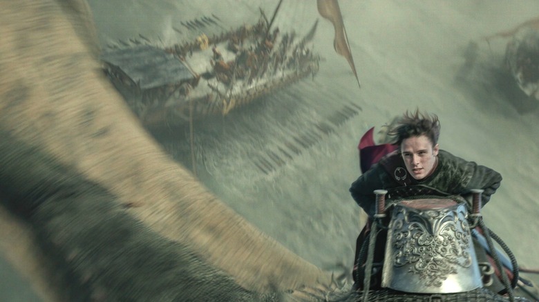 Jace volant sur Vermax pendant la bataille de l'œsophage sur House of the Dragon