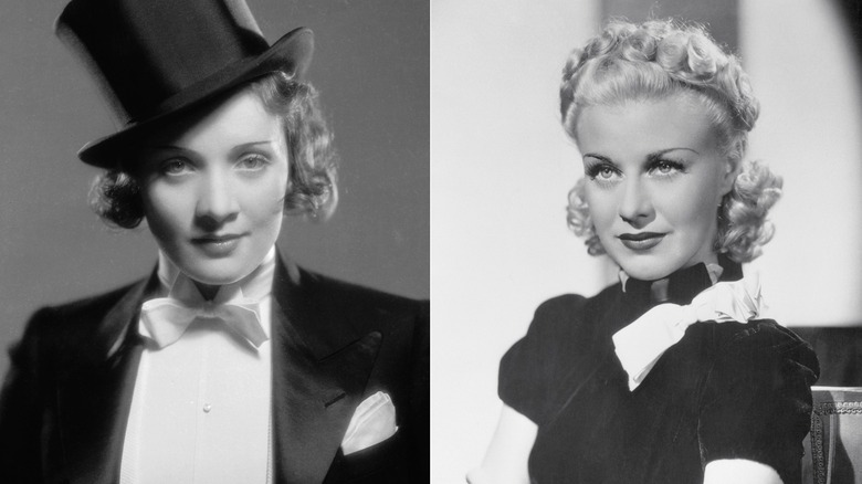 Portraits en noir et blanc de Marlene Dietrich et Ginger Rogers.