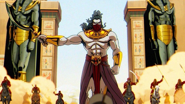 En Sabah Nur tenant l'épée, menant les Sandstormers à cheval dans X-Men '97