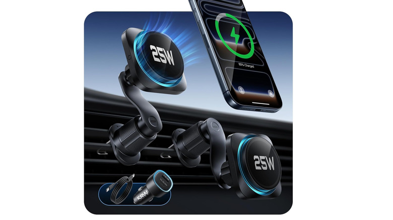 Support de voiture ESR OmniLock Qi2.2 présentant sa charge rapide de 25 W et son bras rotatif à 360 degrés