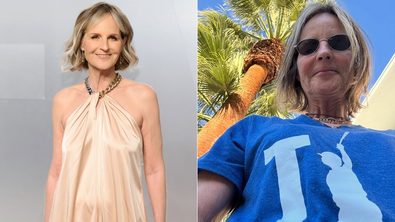 Comparaison côte à côte d'Helen Hunt dans des scénarios privés et publics.