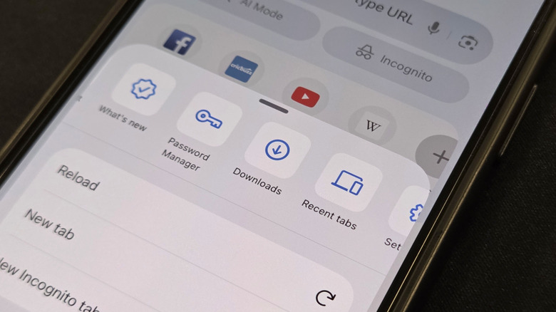 L'option Téléchargements dans l'application Chrome ouverte sur un iPhone 15