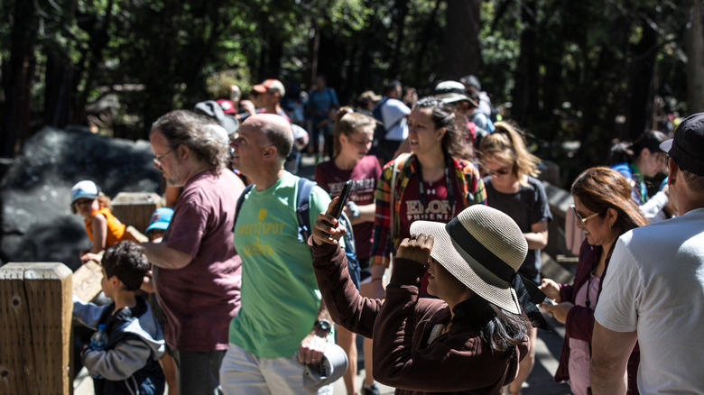 foule aux chutes de Yosemite