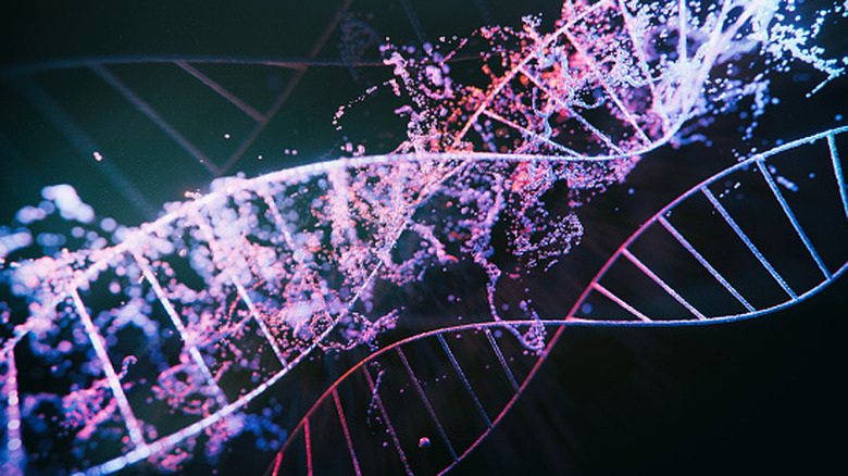 Rendu des molécules d'ADN sur fond noir