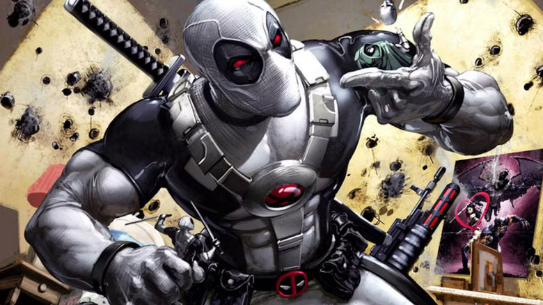 Couverture étrange de X-Force avec Deadpool dans son costume blanc et noir