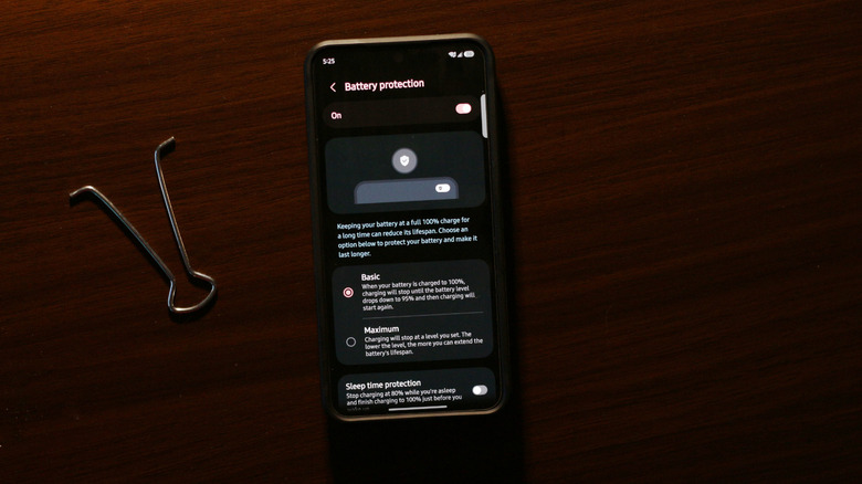 Options de protection de la batterie sur un téléphone Samsung