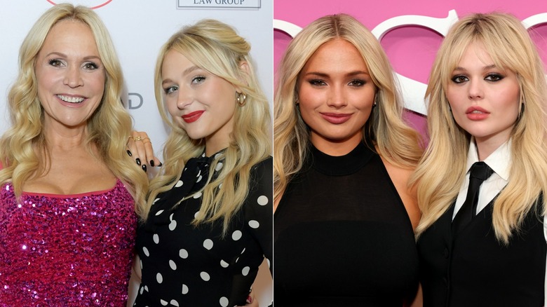 Photos côte à côte de Barbara Alyn Woods et de sa plus jeune fille Alyvia Lind (à gauche) et de ses filles aînées Natalie et Emily Lind (à droite).