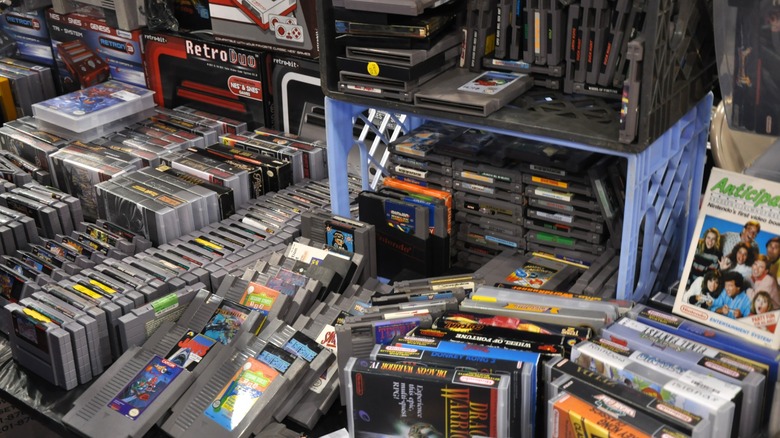Une collection de jeux vidéo vintage sur cartouches